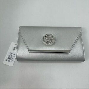 CXL Christian Lacroix Glam‎ Caviar Clutch Bag Detachable Chain Silver New